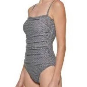 New DKNY Ruched Diamond Maillot Swimsuit